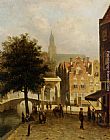 Johannes Frederik Hulk Villagers in the Streets of a Dutch Town painting